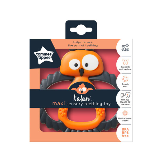 Tommee Tippee Kalani Maxi Teether, Sensory Teething Toy Orange (3 months+) image number 2